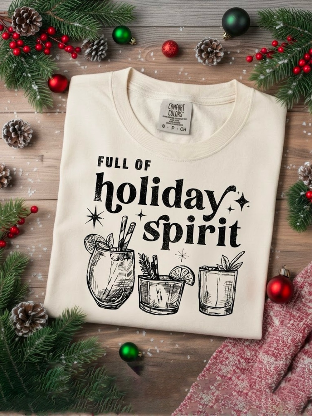 Christmas Drinking Cocktail Holiday Spirit Comfort Colors T-Shirt